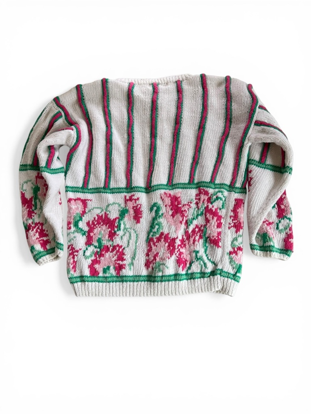 Cambridge Spirits White Floral Stripe Button-Up Cardigan Vintage Women’s L - Picture 4 of 10
